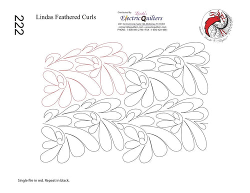 222 Lindas Feathered Curls Pantograph by Linda V. Taylor - Linda's Electric Quilters