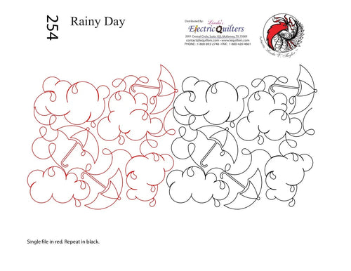 254 Rainy Day Pantograph by Linda V. Taylor - Linda's Electric Quilters