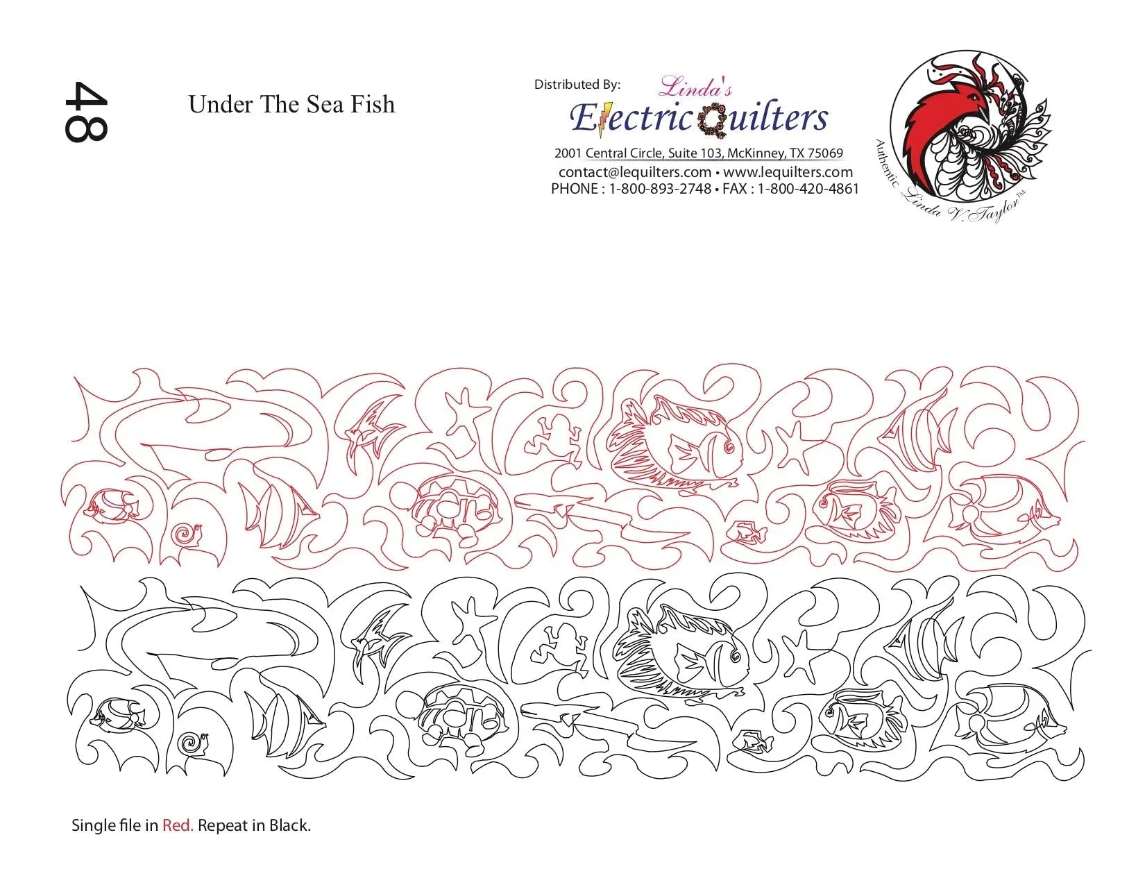 048 Under The Sea Fish Pantograph by Linda V. Taylor - Linda's Electric Quilters