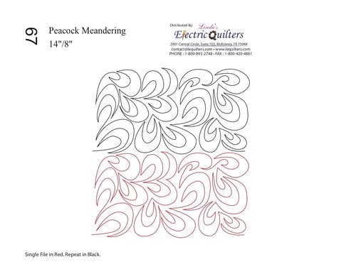 067 Peacock Meandering Pantograph by Linda V. Taylor - Linda's Electric Quilters