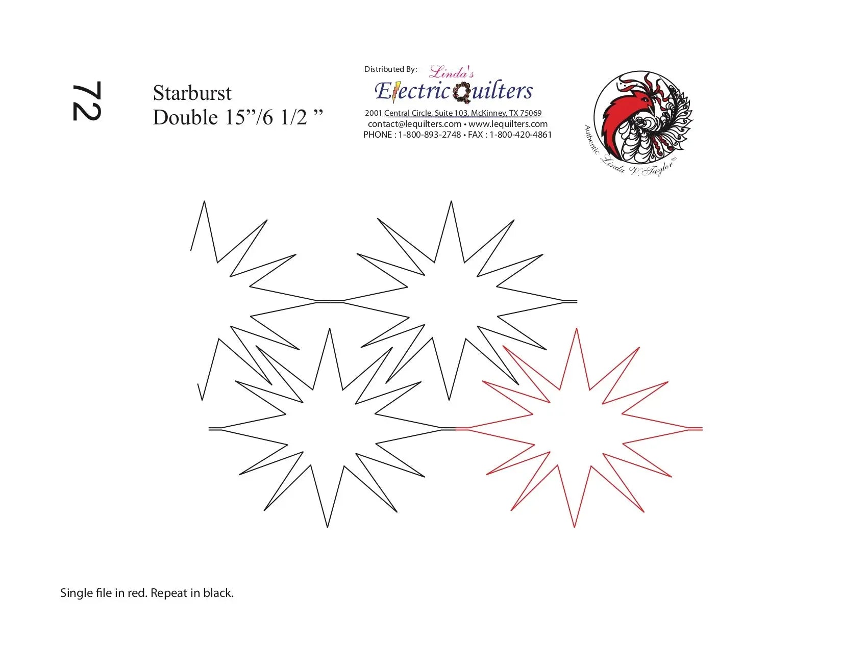 072 Starburst Pantograph by Linda V. Taylor - Linda's Electric Quilters