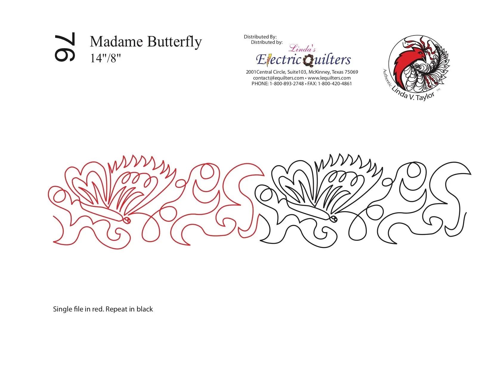 076 Madame Butterfly Pantograph by Linda V. Taylor - Linda's Electric Quilters