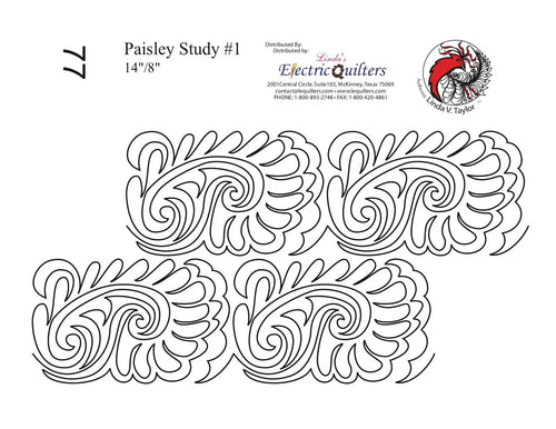 077 Paisley Study #1 Pantograph by Linda V. Taylor - Linda's Electric Quilters