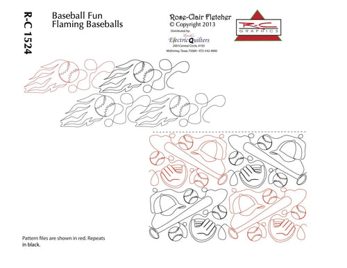 1524 Baseball Fun Pantograph by Rose-Clair Fletcher - Linda's Electric Quilters