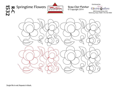 1532 Springtime Flowers Pantograph by Rose-Clair Fletcher - Linda's Electric Quilters