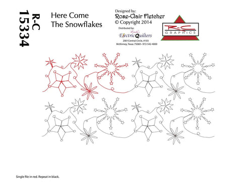 1534 Here Come The Snowflakes Pantograph by Rose-Clair Fletcher - Linda's Electric Quilters