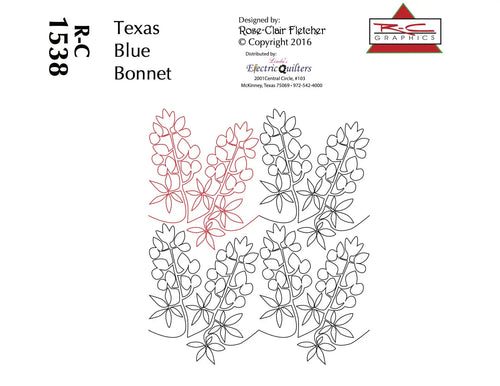 1538 Texas Blue Bonnet Pantograph by Rose-Clair Fletcher - Linda's Electric Quilters
