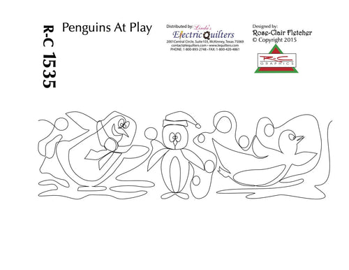 1535 Penguins At Play Pantograph by Rose-Clair Fletcher - Linda's Electric Quilters