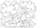 239 Rainy Day Duck And Sailboat Pantograph by Linda V. Taylor - Linda's Electric Quilters