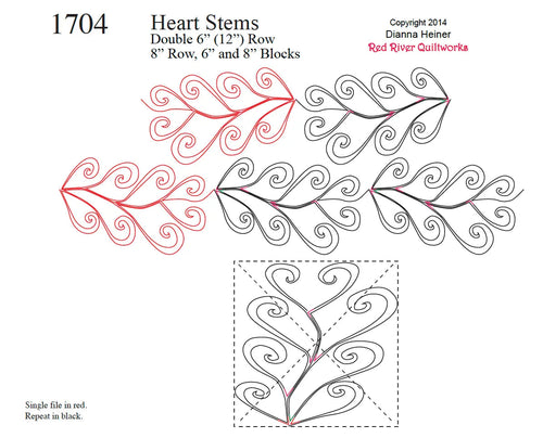 1704 Heart Stems Combo Pantograph - Linda's Electric Quilters