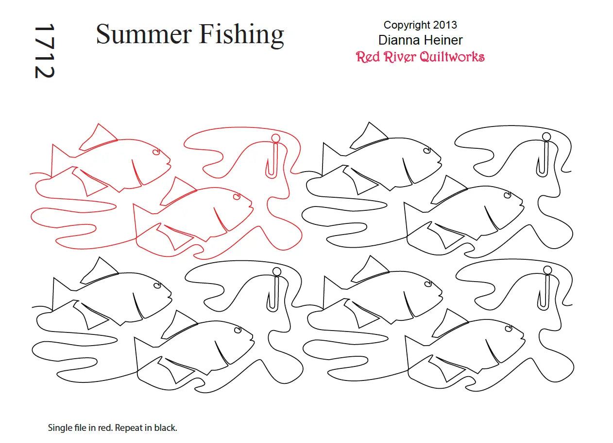 1712 Summer Fishing Combo Pantograph W/Block - Linda's Electric Quilters