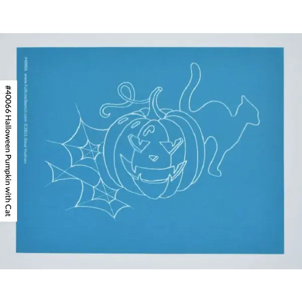 40066 Halloween Pumpkin with Cat 6 3/4" by 9" Stencil - Linda's Electric Quilters