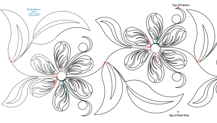 243 Leafy Flower Pantograph by Linda V. Taylor - Linda's Electric Quilters