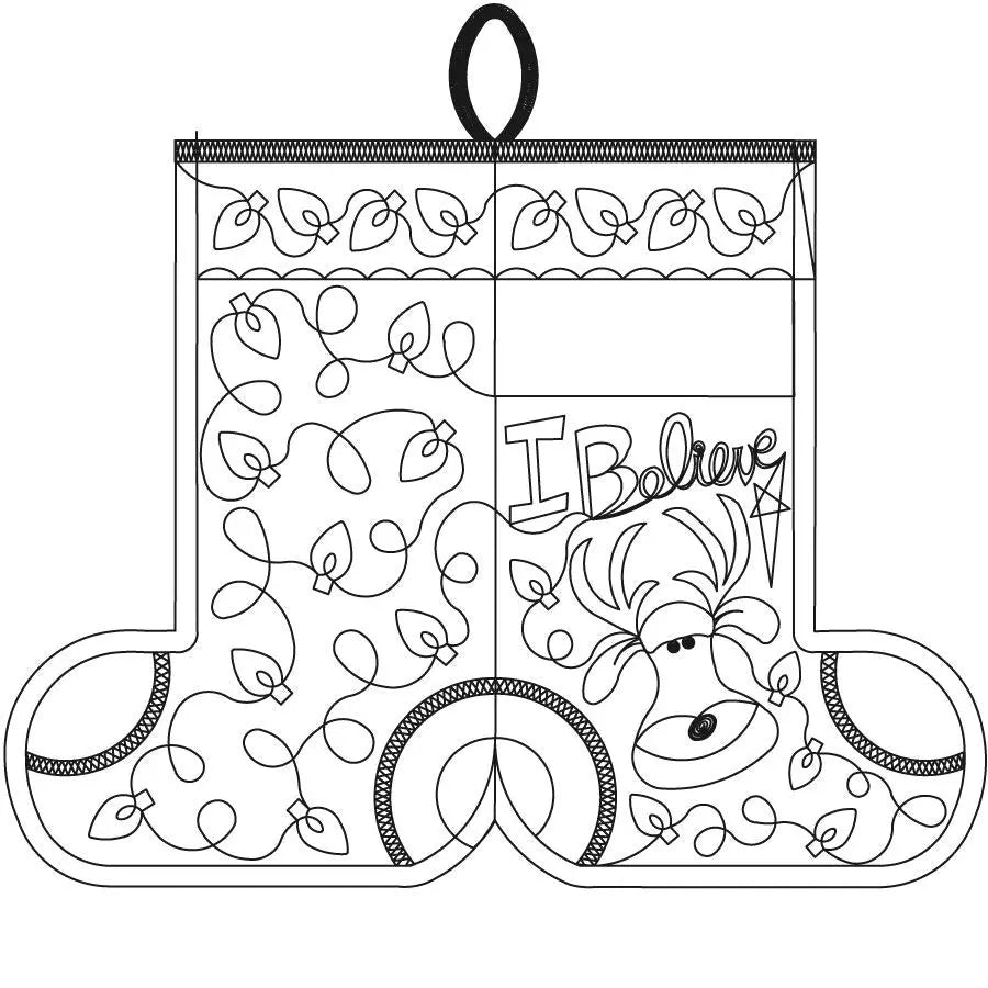 Reindeer Stocking Name Tag - Linda's Electric Quilters